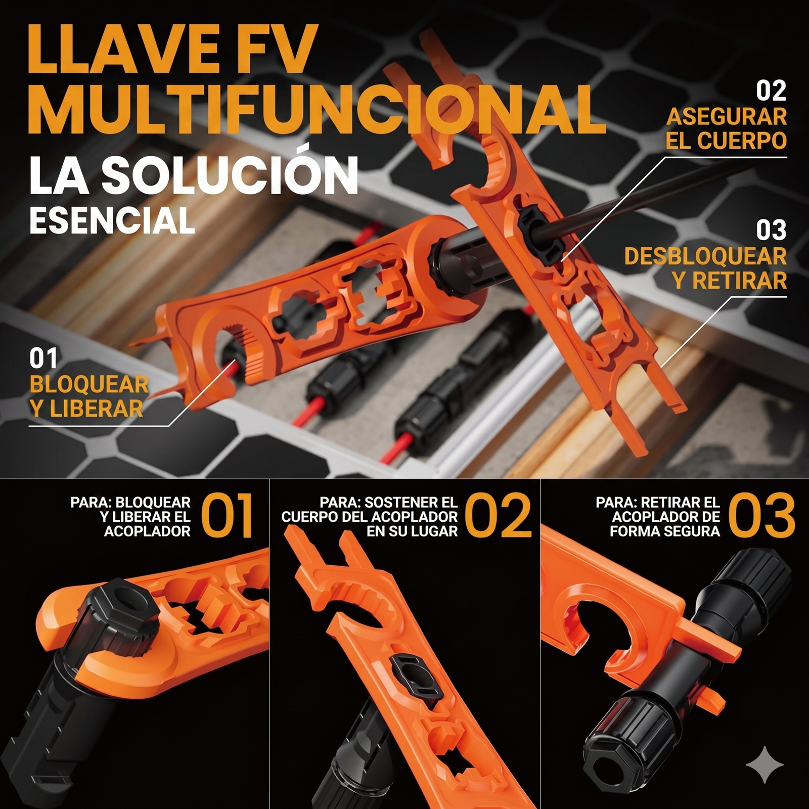 KIT Ponchadora MC4 Profesional + Pelacables + Accesorios + Estuche Viajero - Imagen 5